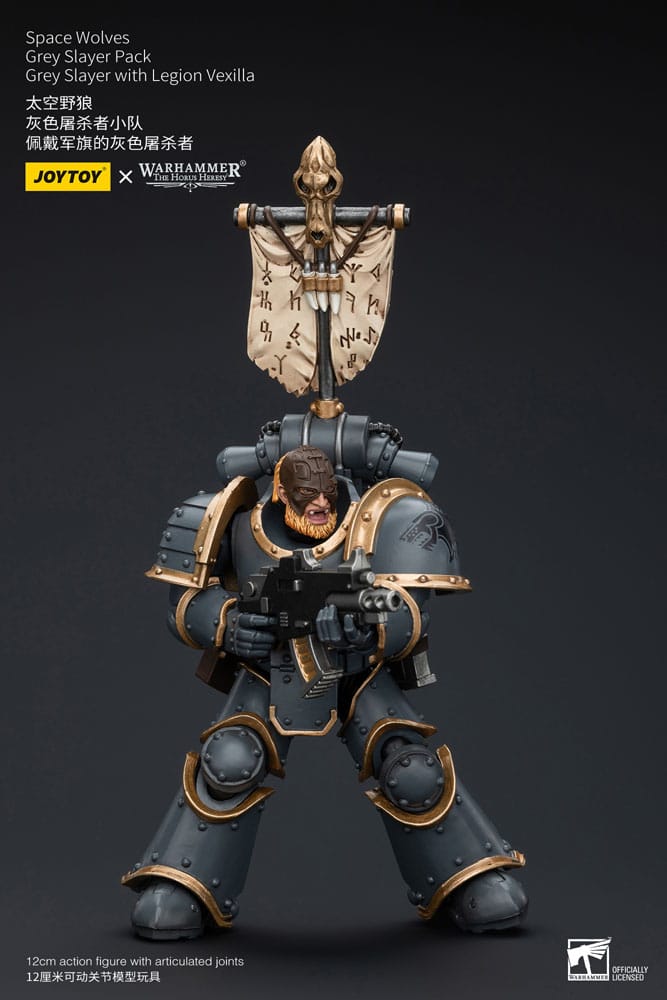 Warhammer The Horus Heresy Action Figure 1/18 Space Wolves Grey Slayer Pack Grey Slayer With Legion Vexilla 12cm5