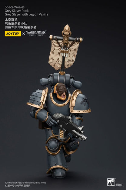 Warhammer The Horus Heresy Action Figure 1/18 Space Wolves Grey Slayer Pack Grey Slayer With Legion Vexilla 12cm6